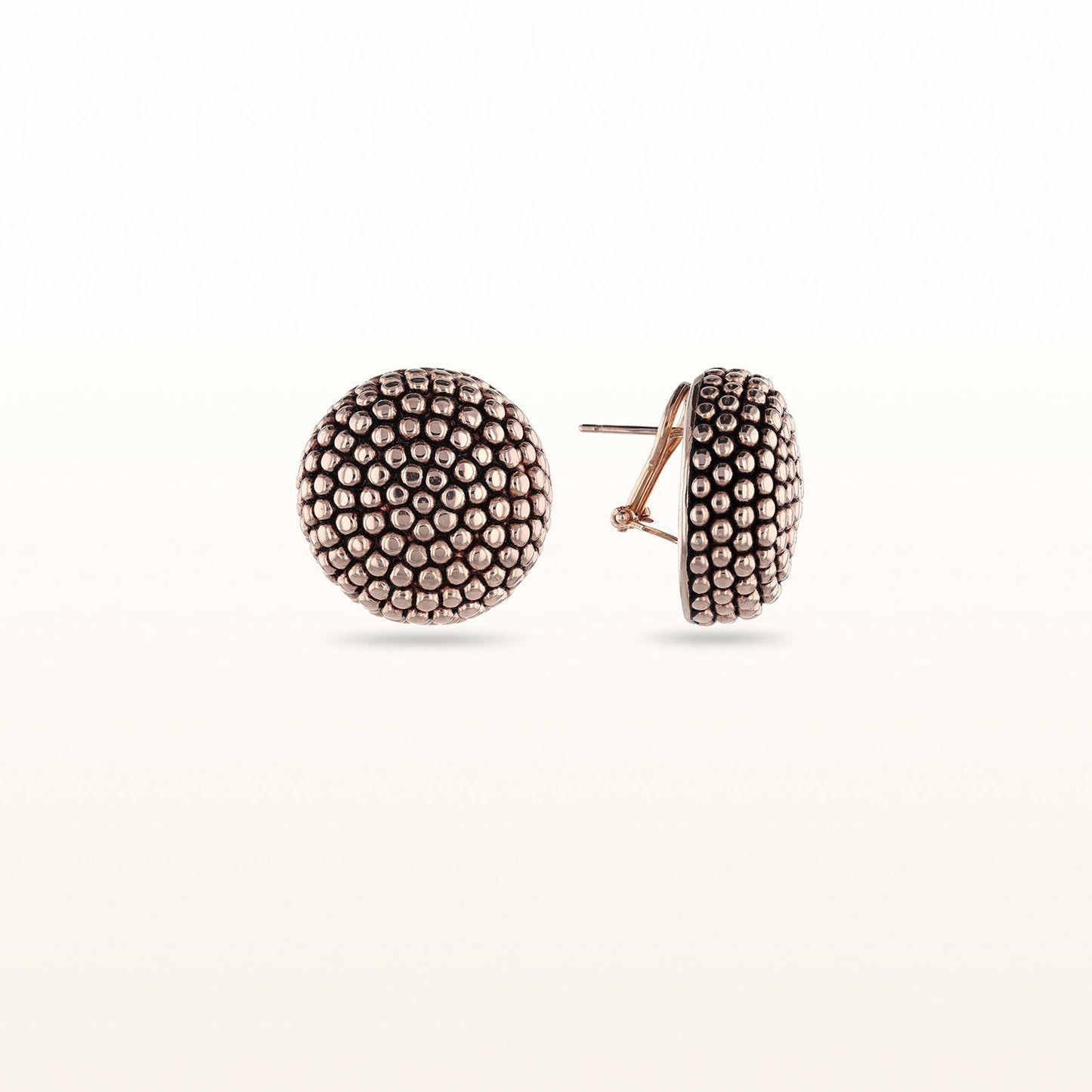 Rose Gold Plated 925 Sterling Silver Textured Button Earrings