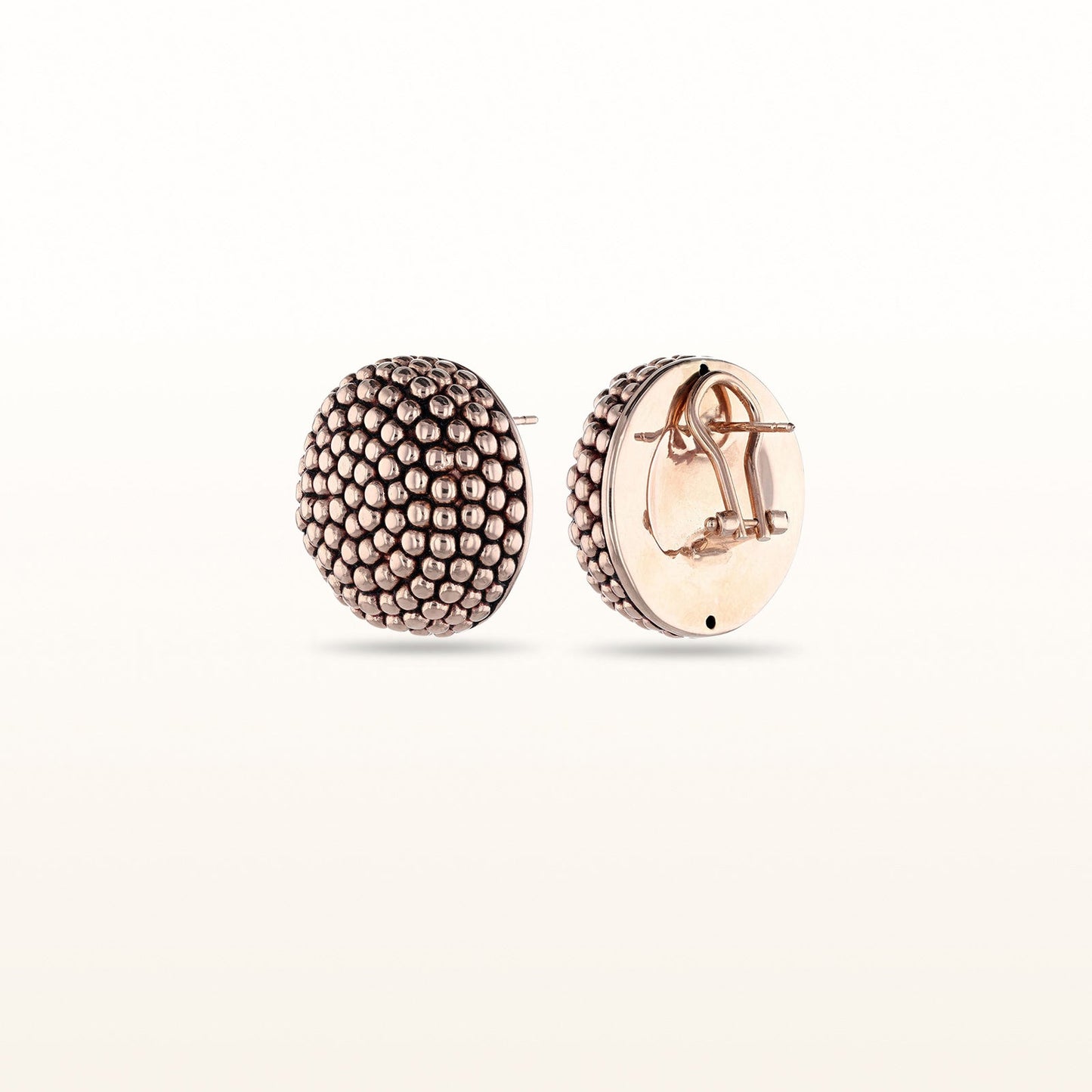 Rose Gold Plated 925 Sterling Silver Textured Button Earrings