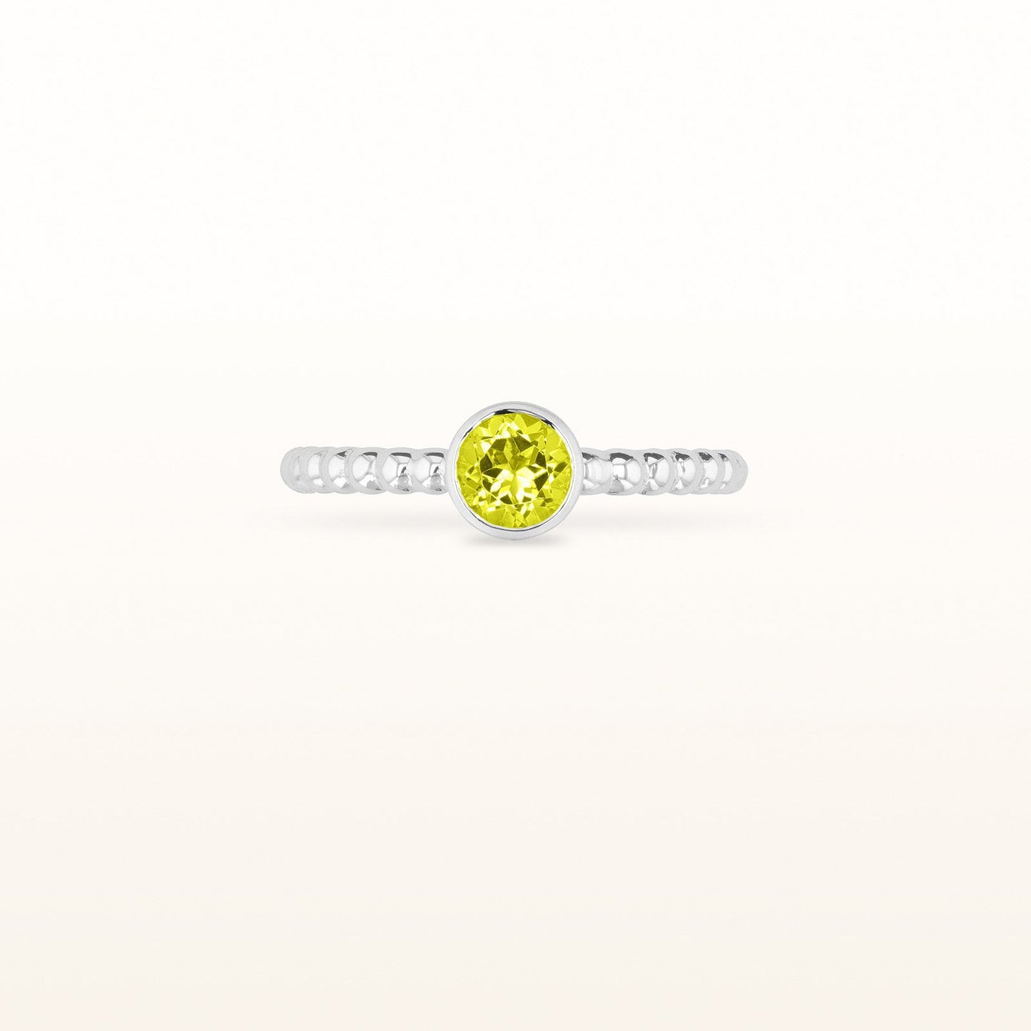 Round 5.0 mm Gemstone or Diamond Stackable Beaded Ring in 925 Sterling Silver
