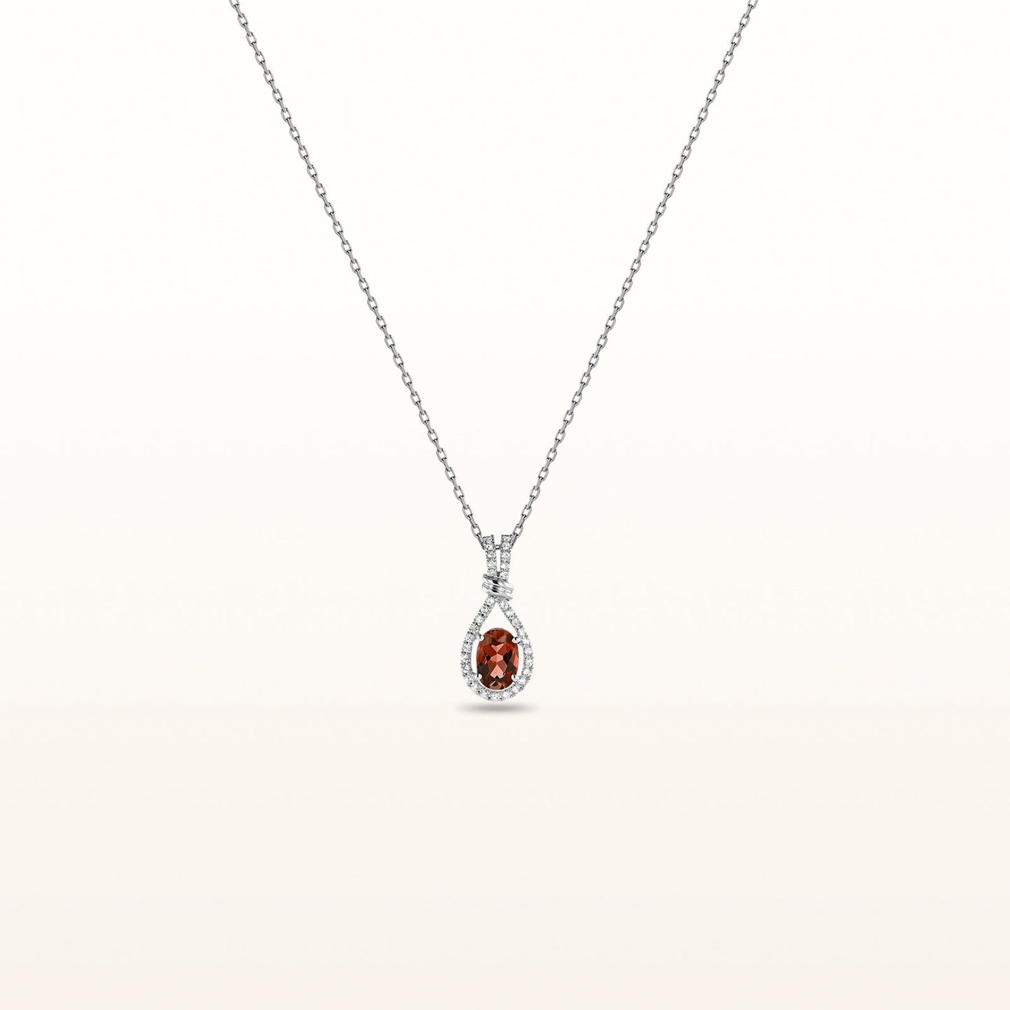 Oval Gemstone and White Sapphire Teardrop Pendant in 925 Sterling Silver