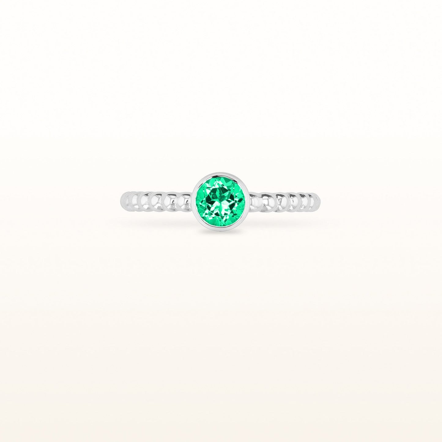 Round 5.0 mm Gemstone or Diamond Stackable Beaded Ring in 925 Sterling Silver