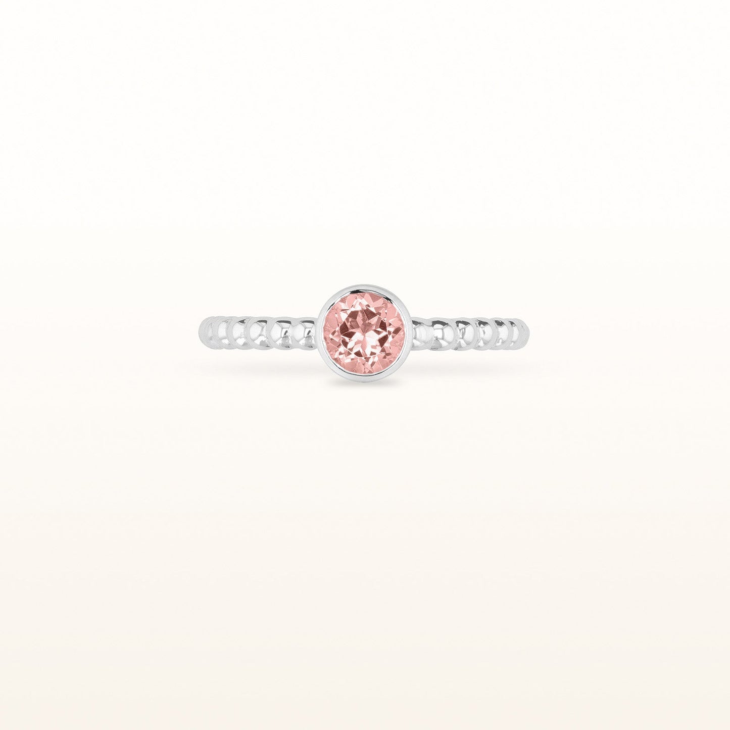 Round 5.0 mm Gemstone or Diamond Stackable Beaded Ring in 925 Sterling Silver