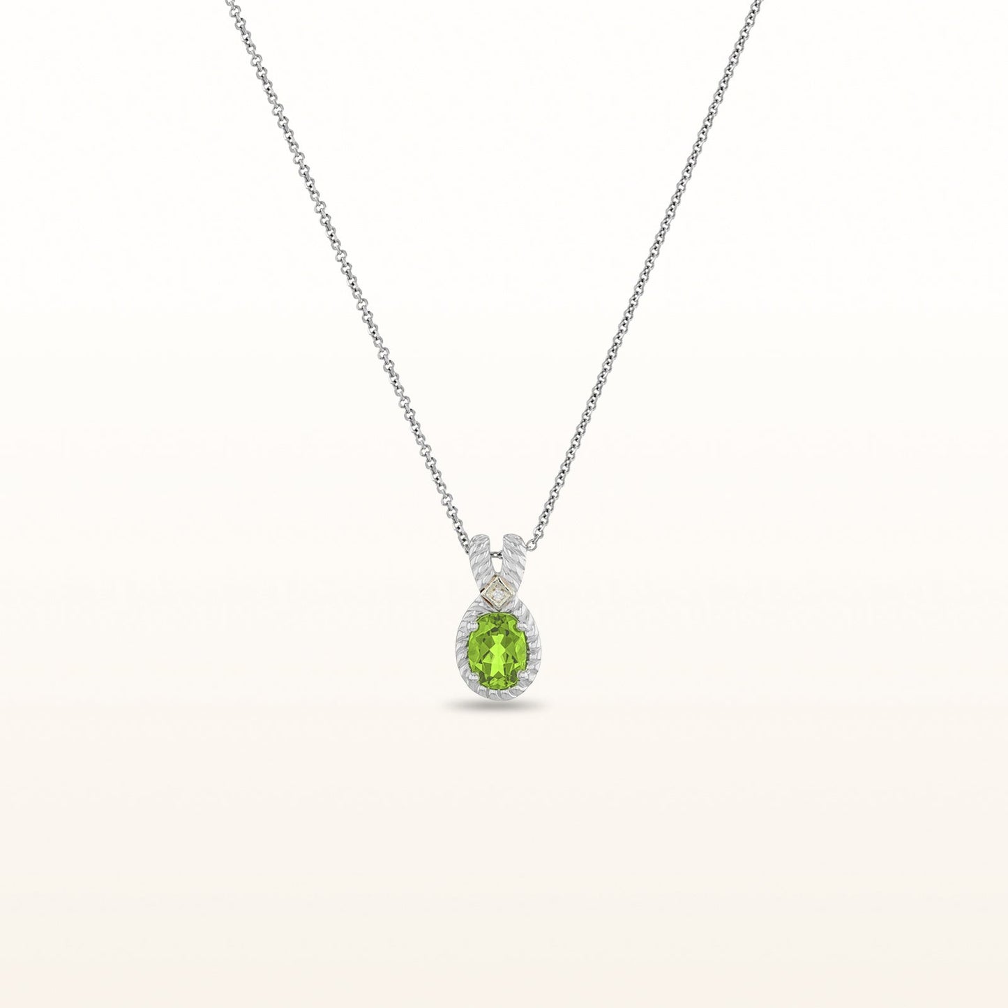 Oval Gemstone and Diamond Pendant in 925 Sterling Silver with 14kt Yellow Gold Accents