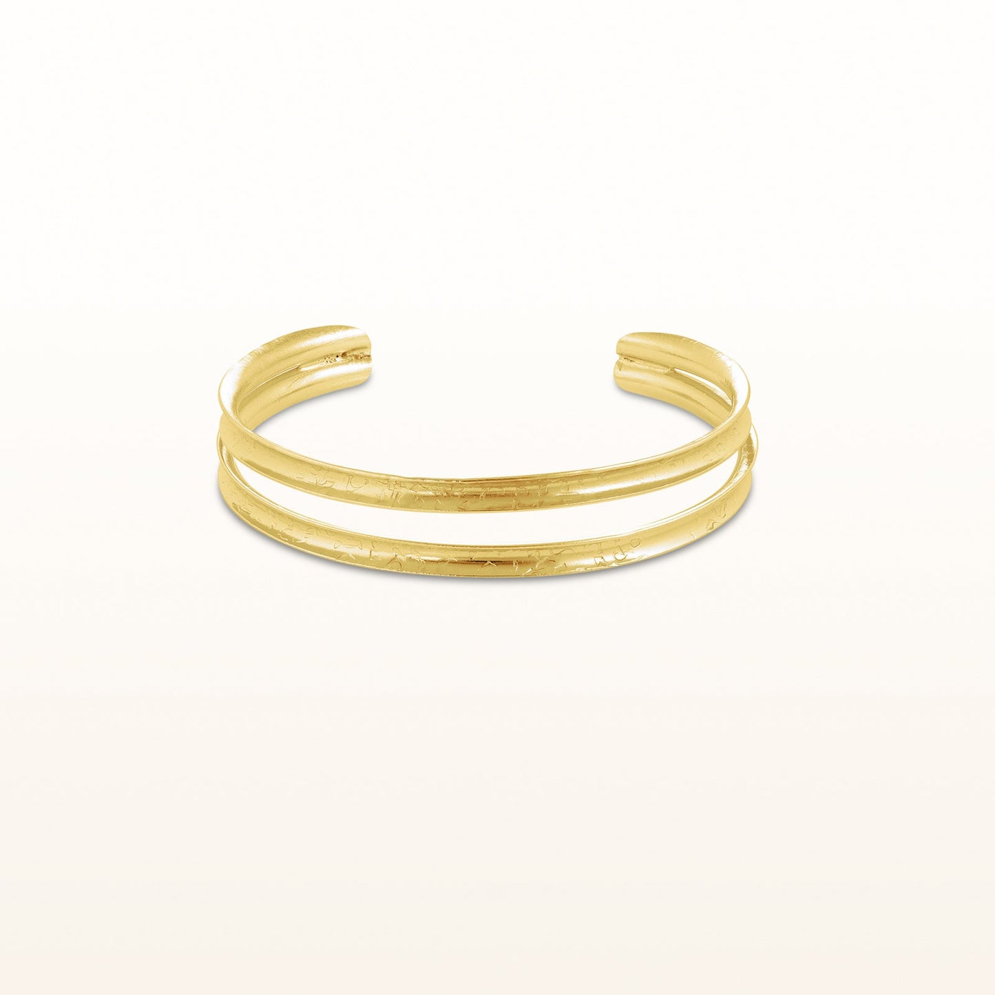 Double Row Concave Cuff Bracelet in Yellow Gold Plated 925 Sterling Silver