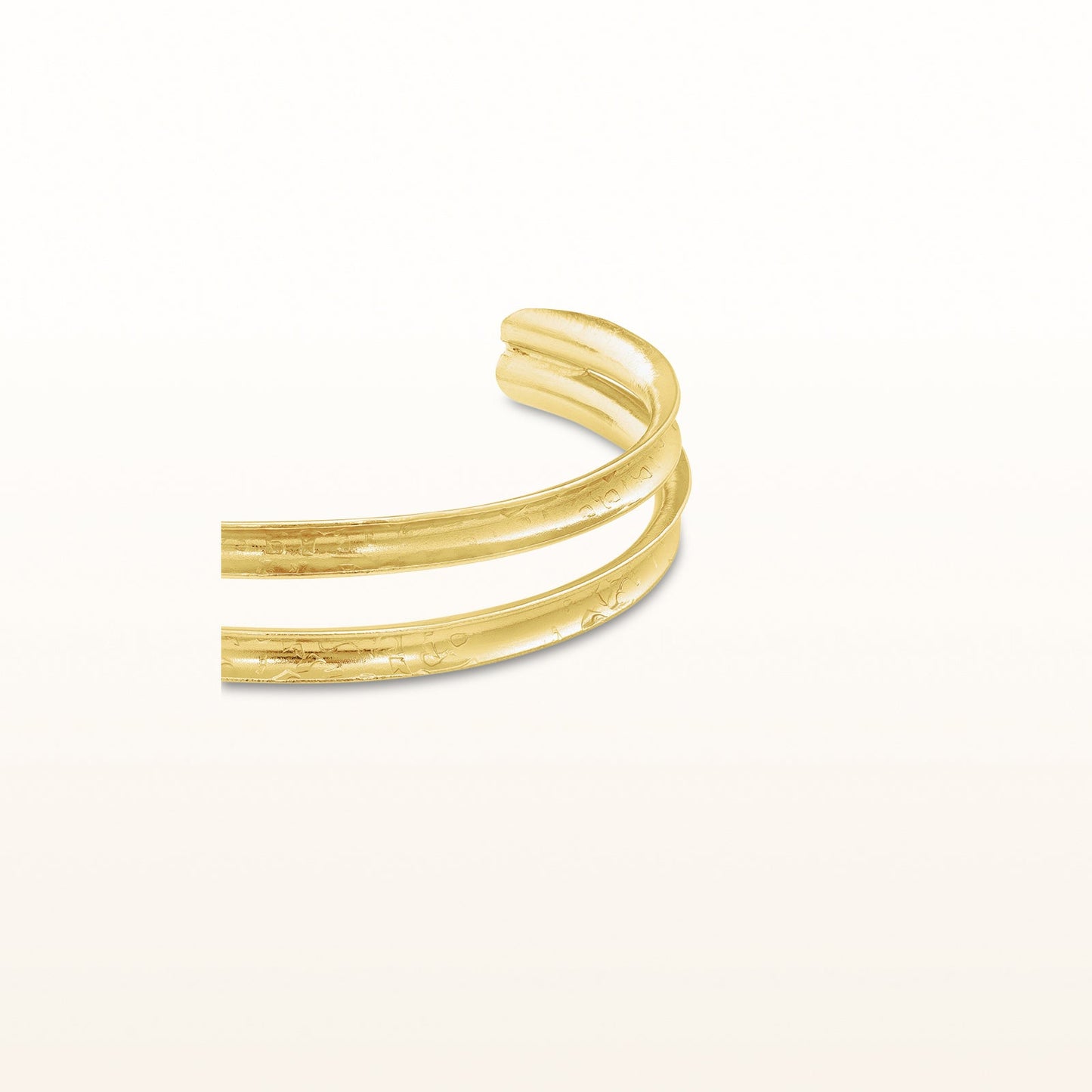 Double Row Concave Cuff Bracelet in Yellow Gold Plated 925 Sterling Silver