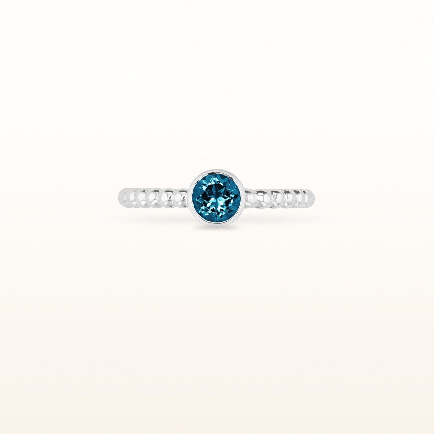 Round 5.0 mm Gemstone or Diamond Stackable Beaded Ring in 925 Sterling Silver