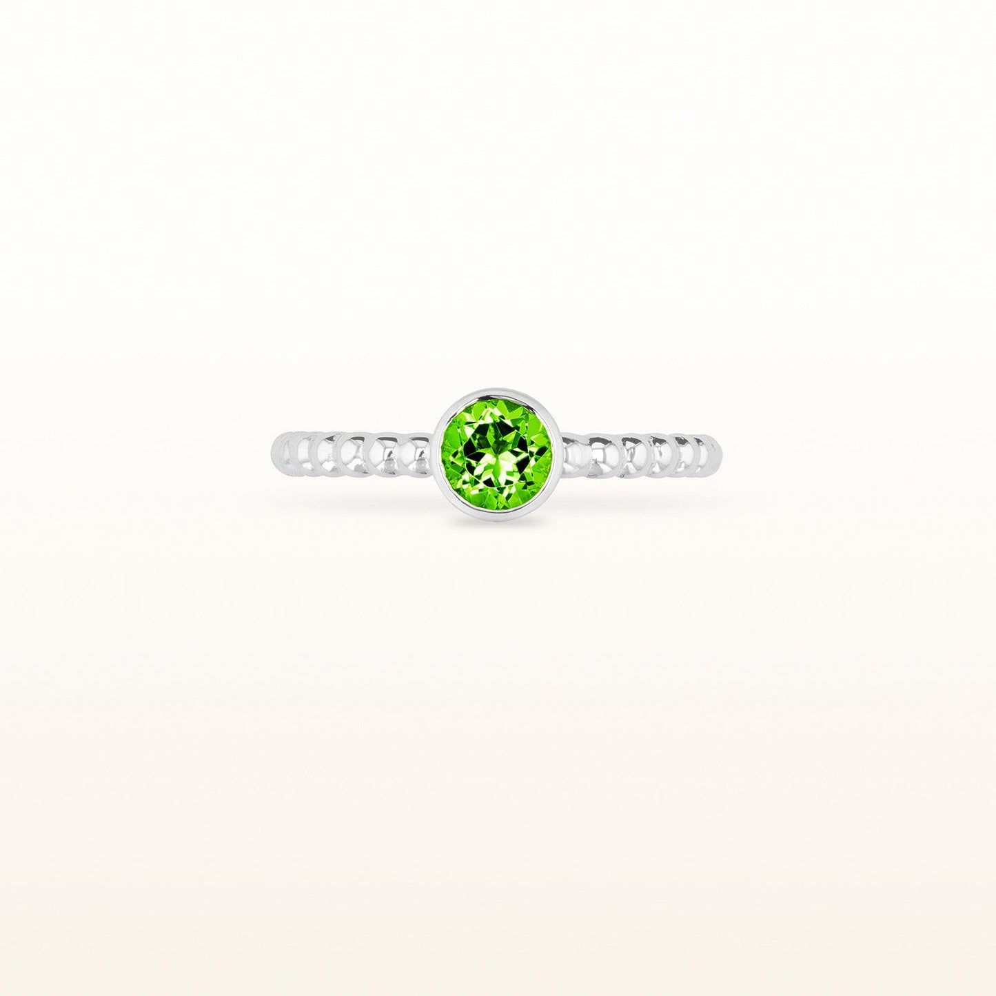 Round 5.0 mm Gemstone or Diamond Stackable Beaded Ring in 925 Sterling Silver