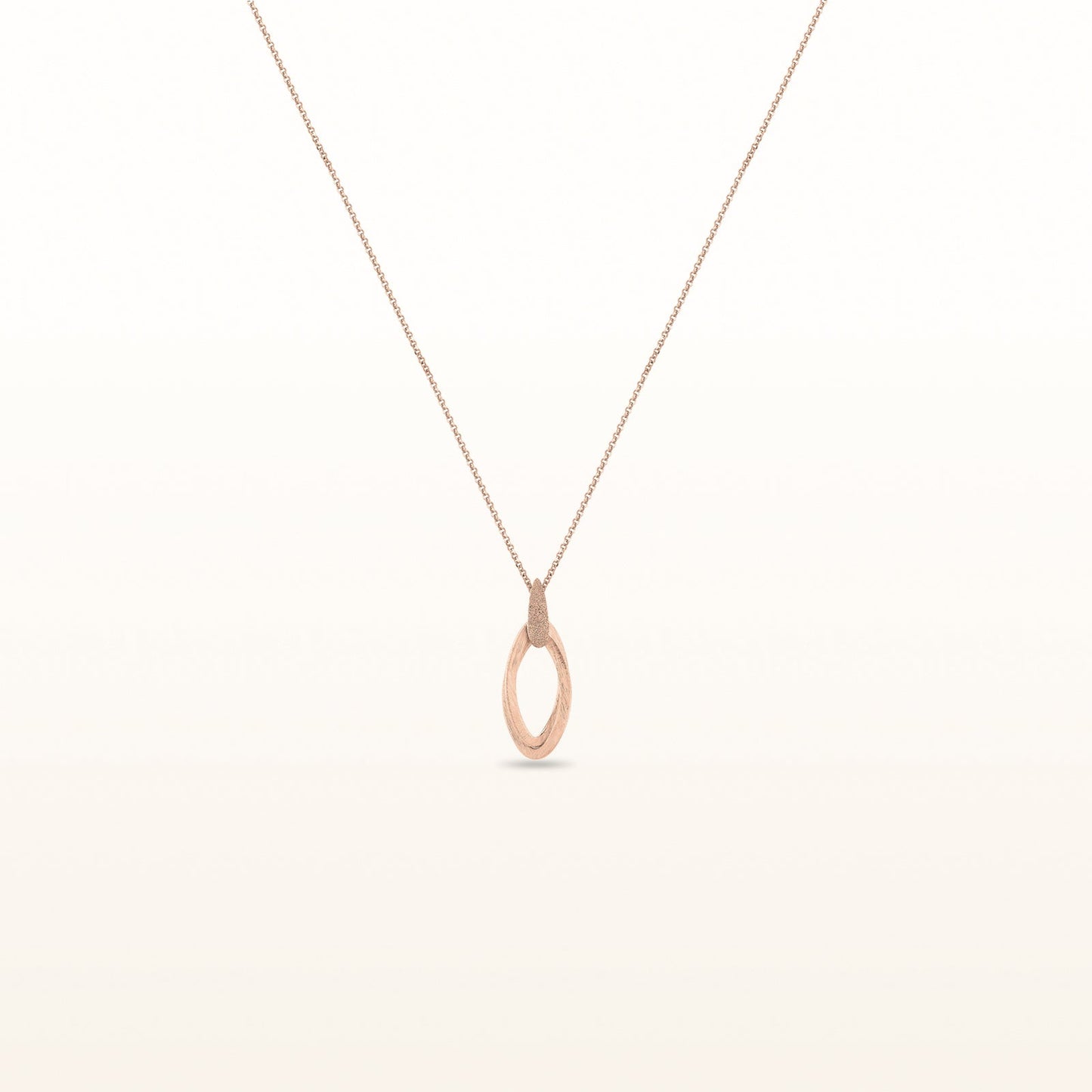 Rose Gold Plated 925 Sterling Silver Double Marquise Shaped Link Pendant