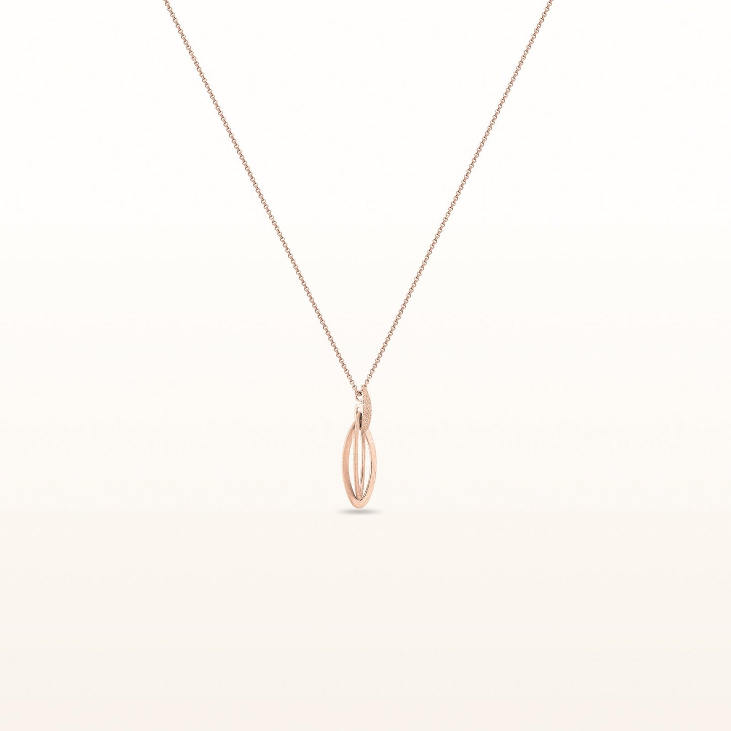 Rose Gold Plated 925 Sterling Silver Double Marquise Shaped Link Pendant