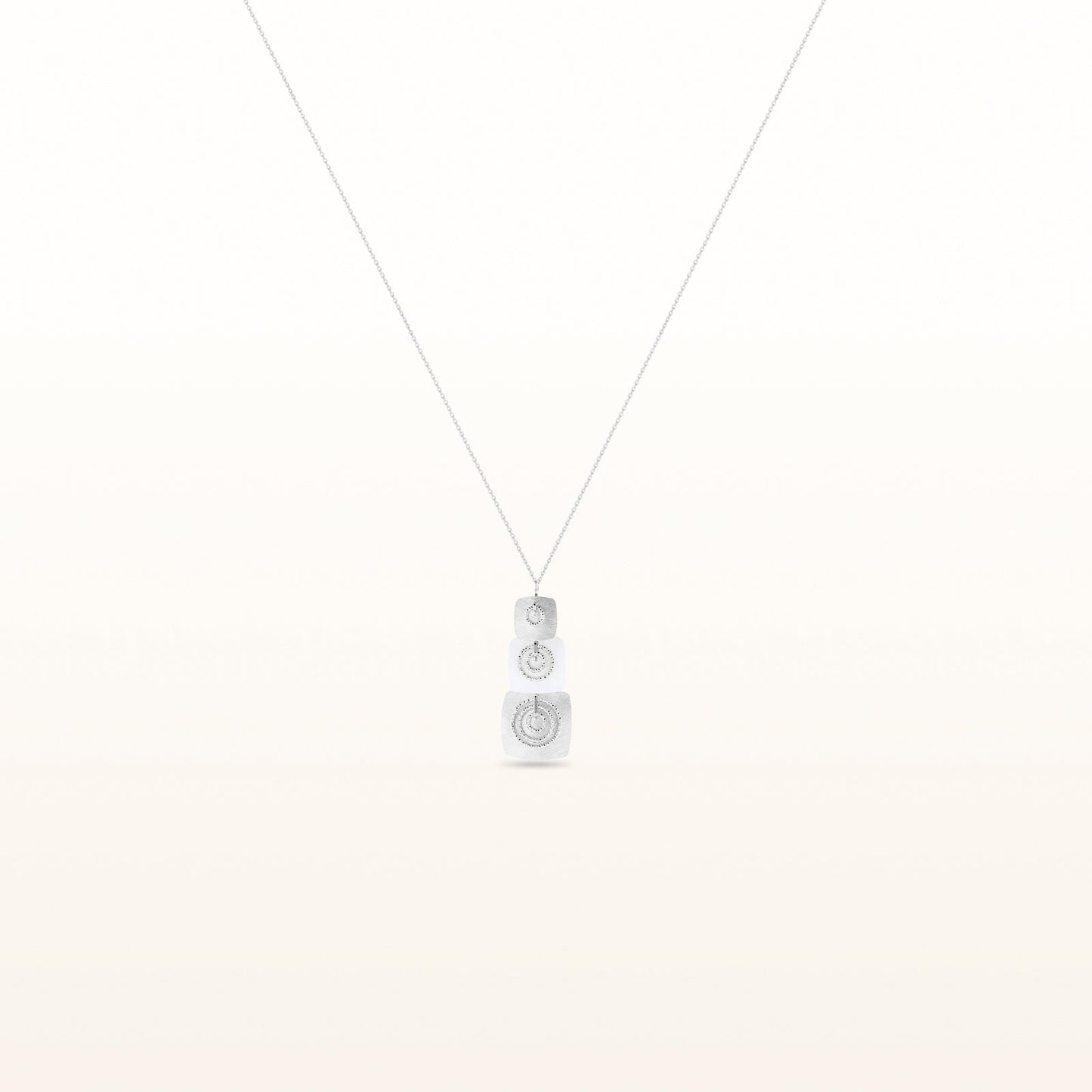 925 Sterling Silver and White Enamel 3-Square Drop Pendant