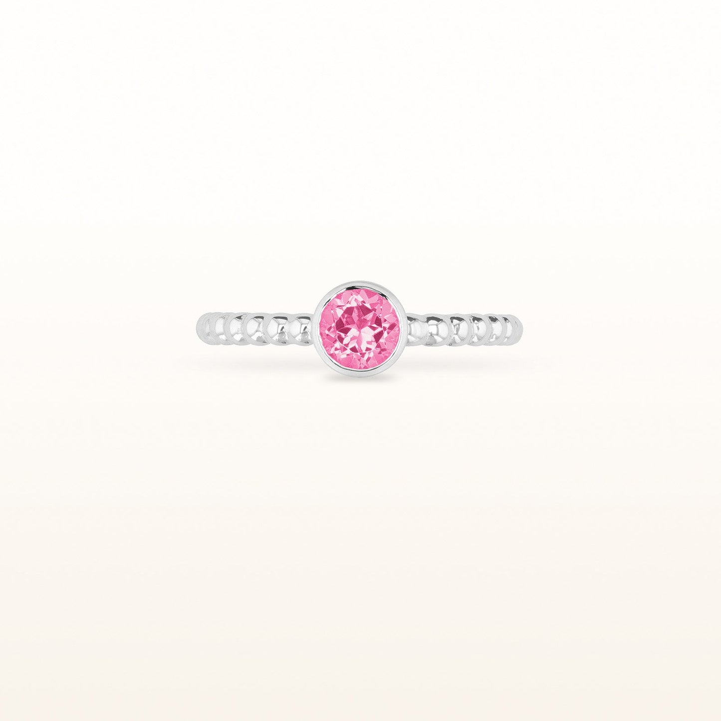 Round 5.0 mm Gemstone or Diamond Stackable Beaded Ring in 925 Sterling Silver