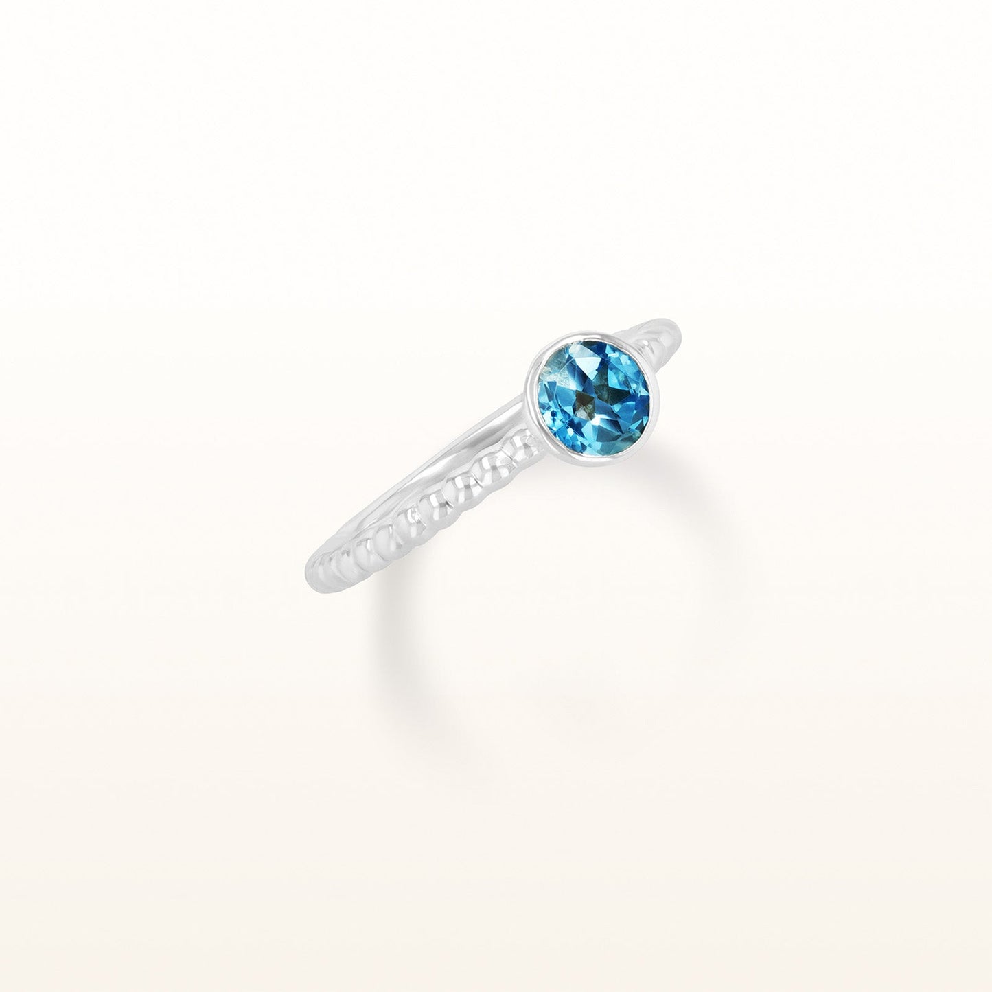 Round 5.0 mm Gemstone or Diamond Stackable Beaded Ring in 925 Sterling Silver