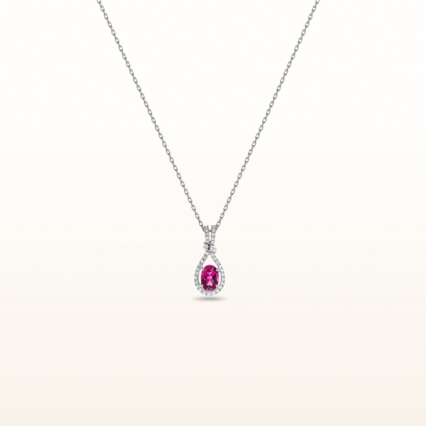 Oval Gemstone and White Sapphire Teardrop Pendant in 925 Sterling Silver