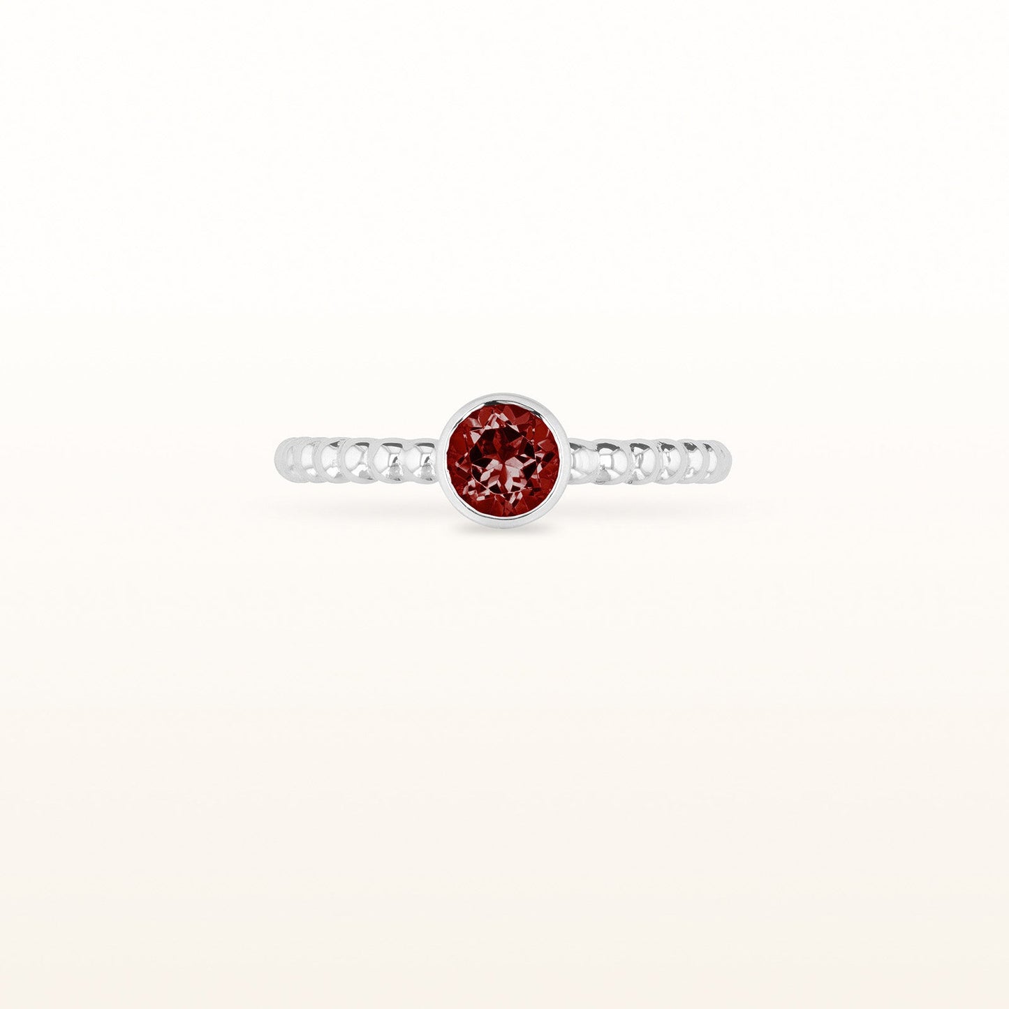 Round 5.0 mm Gemstone or Diamond Stackable Beaded Ring in 925 Sterling Silver