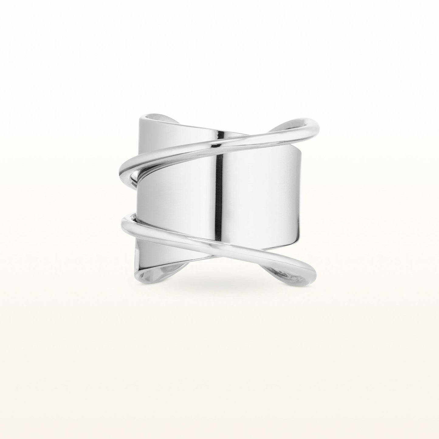 925 Sterling Silver High Polish Wire Detail Statement Ring