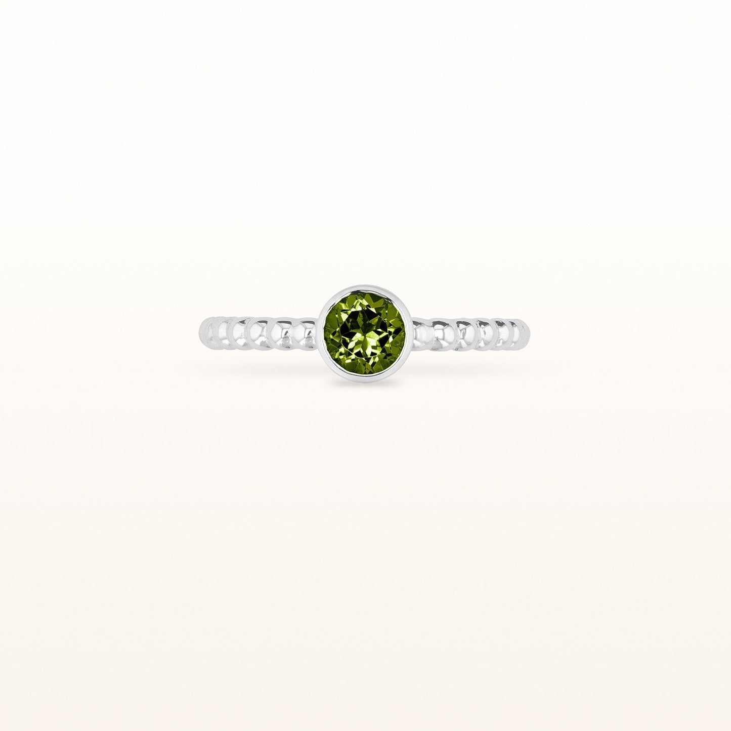 Round 5.0 mm Gemstone or Diamond Stackable Beaded Ring in 925 Sterling Silver