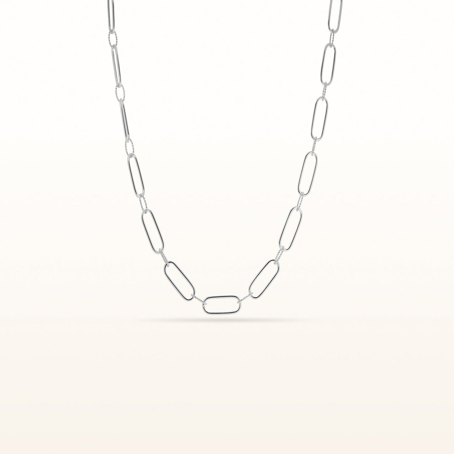Alternating Link Paperclip Necklace in 925 Sterling Silver