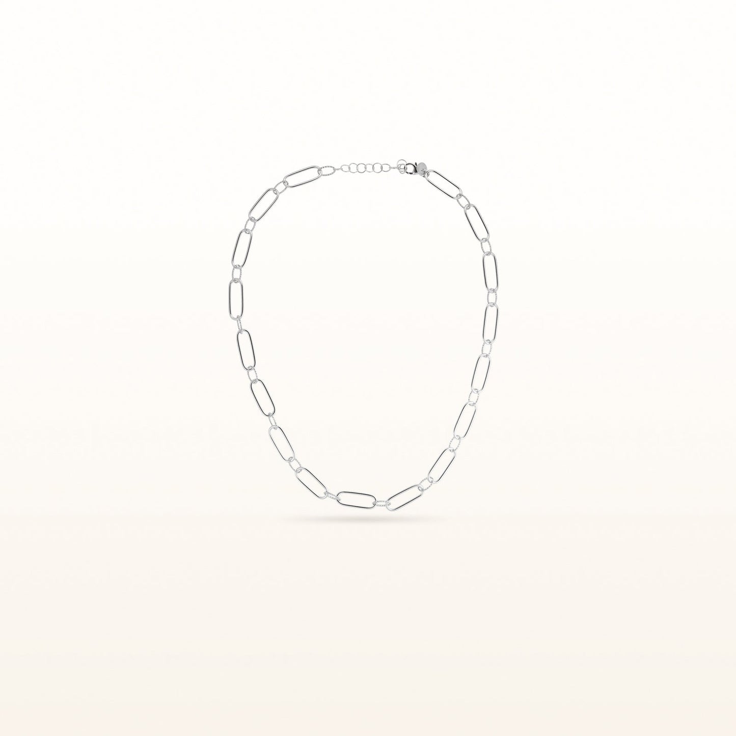 Alternating Link Paperclip Necklace in 925 Sterling Silver