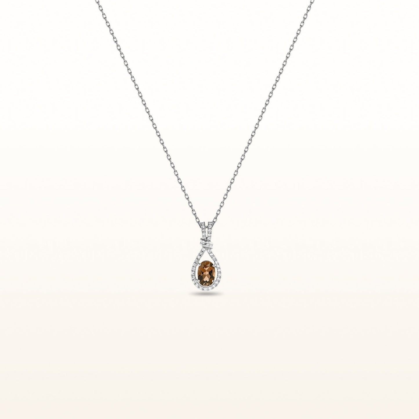 Oval Gemstone and White Sapphire Teardrop Pendant in 925 Sterling Silver