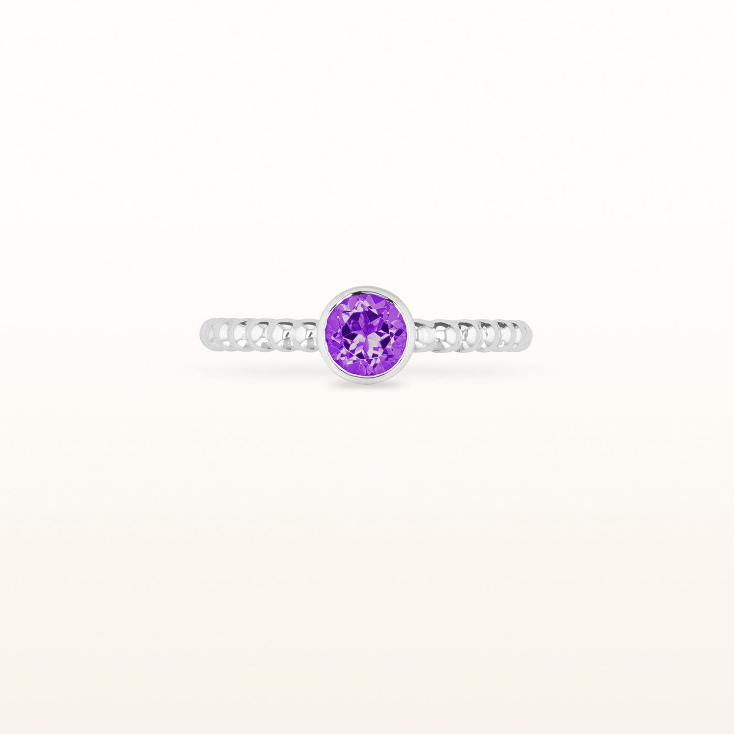Round 5.0 mm Gemstone or Diamond Stackable Beaded Ring in 925 Sterling Silver