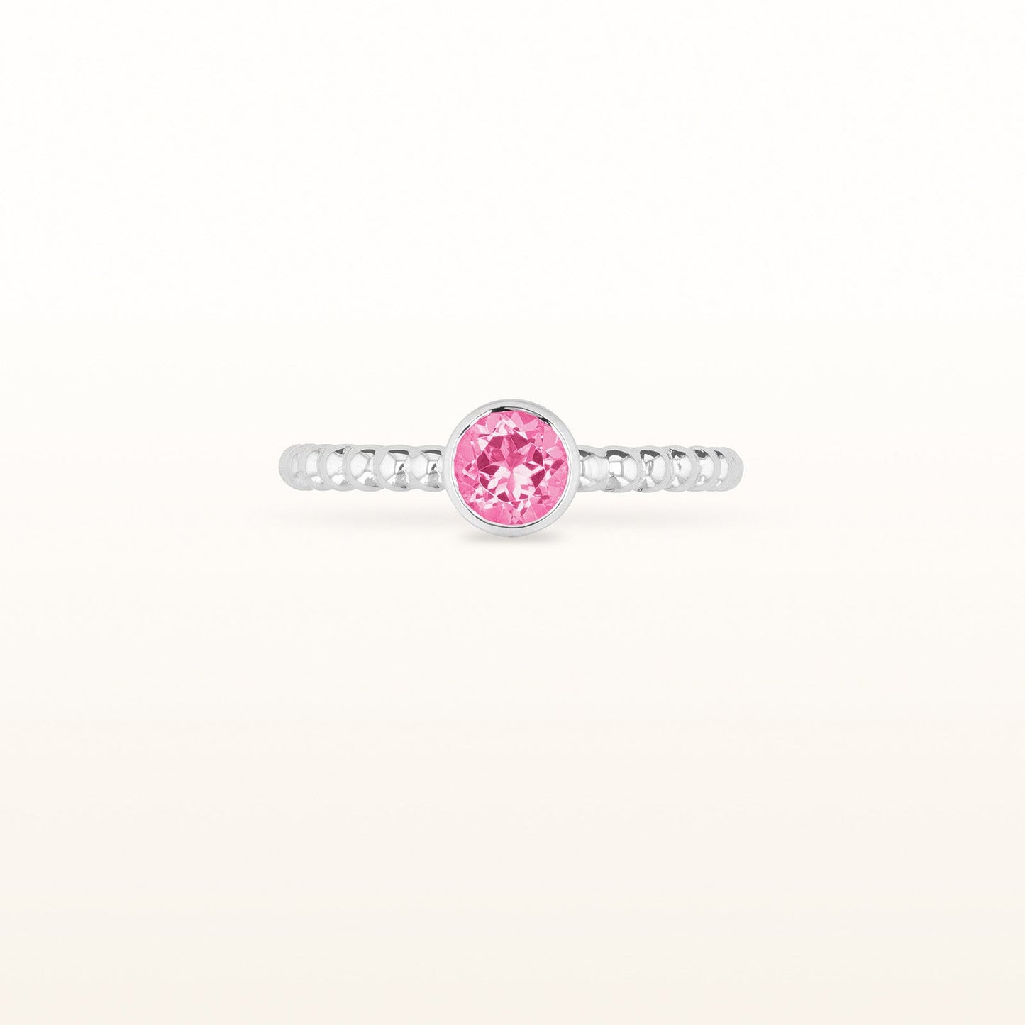 Round 5.0 mm Gemstone or Diamond Stackable Beaded Ring in 925 Sterling Silver