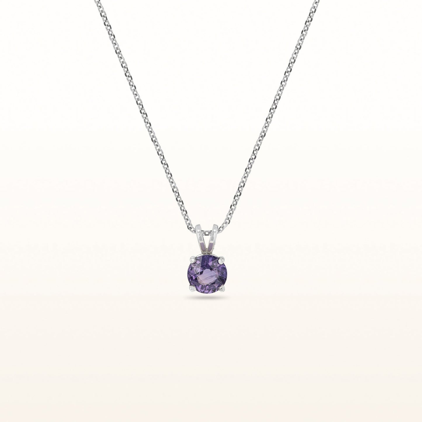 Round Purple Sapphire Pendant in 14kt White Gold