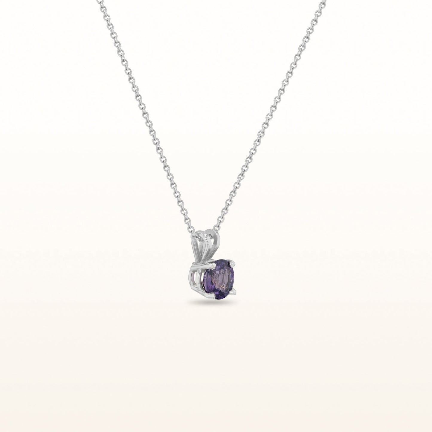 Round Purple Sapphire Pendant in 14kt White Gold