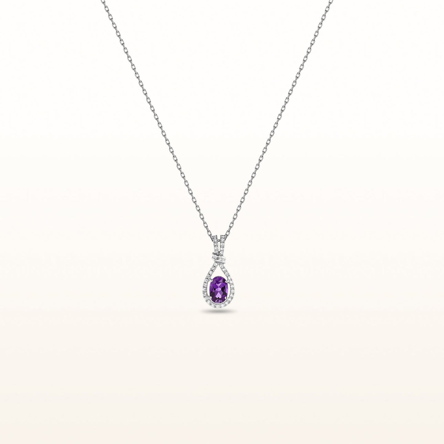 Oval Gemstone and White Sapphire Teardrop Pendant in 925 Sterling Silver