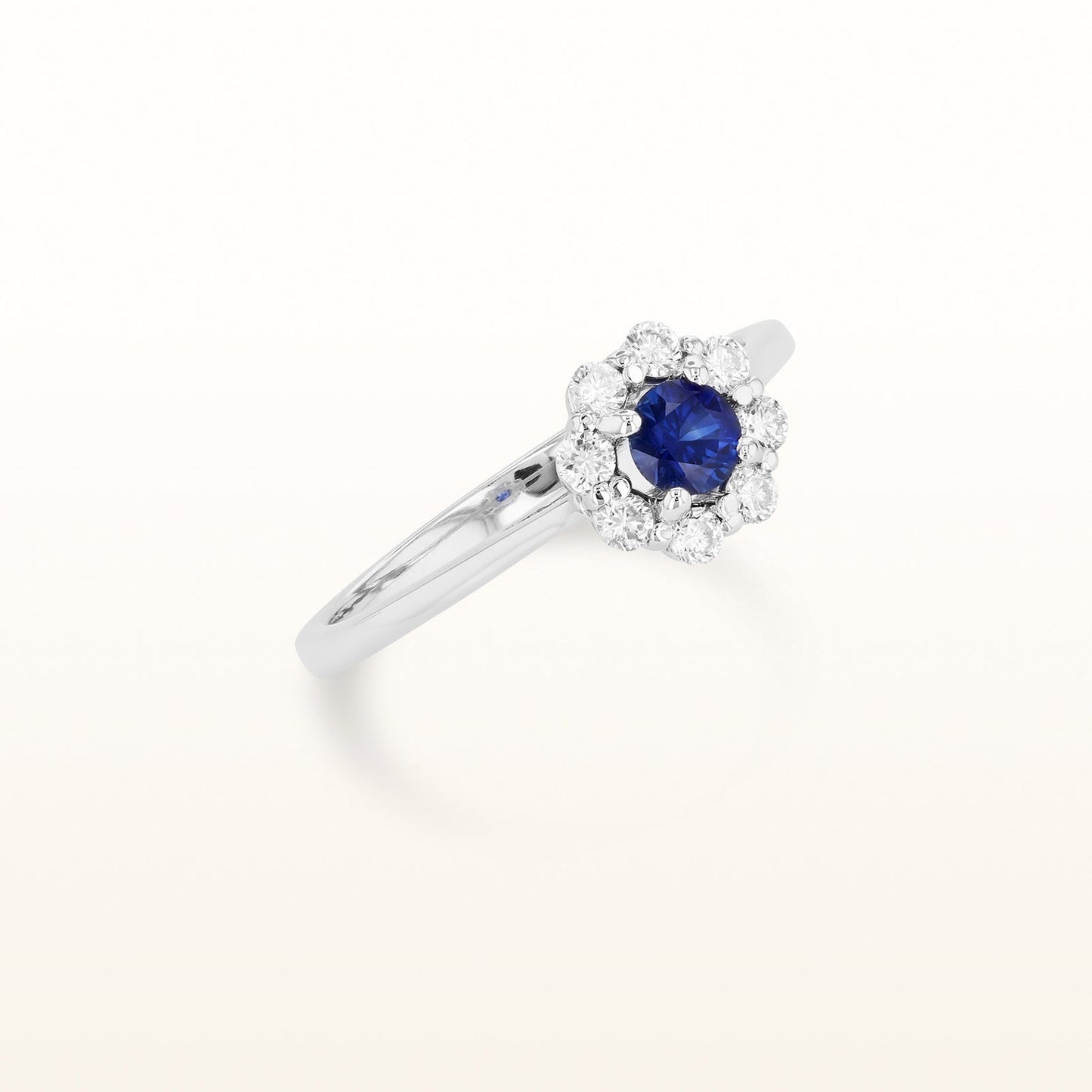 Round Gemstone Ring with 1/4 ctw Diamond Halo in 14kt White Gold