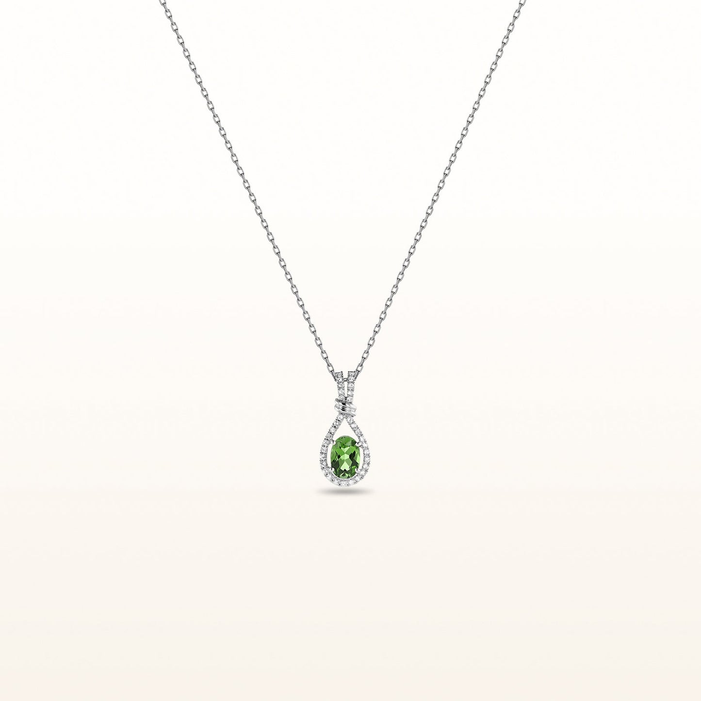 Oval Gemstone and White Sapphire Teardrop Pendant in 925 Sterling Silver
