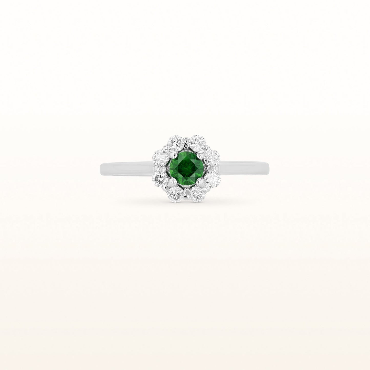 Round Gemstone Ring with 1/4 ctw Diamond Halo in 14kt White Gold