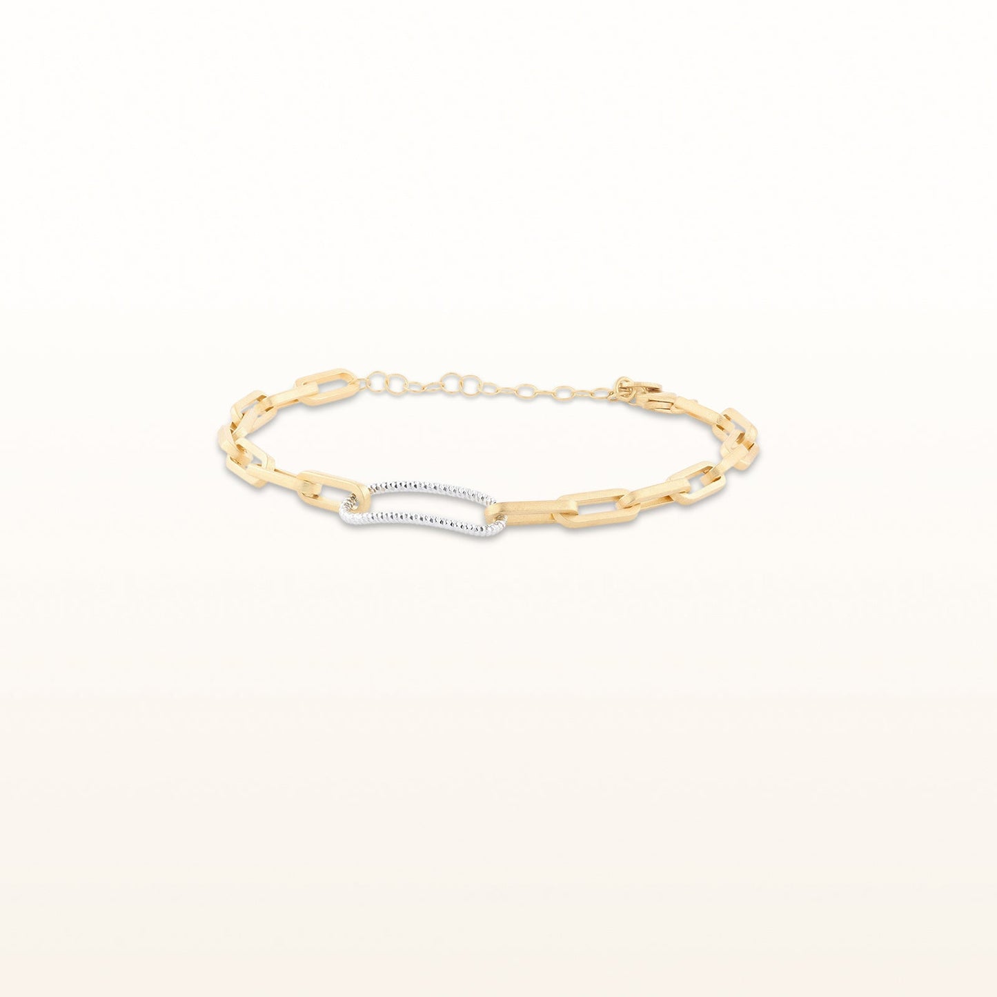 Two-Tone 925 Sterling Silver Paperclip Bracelet