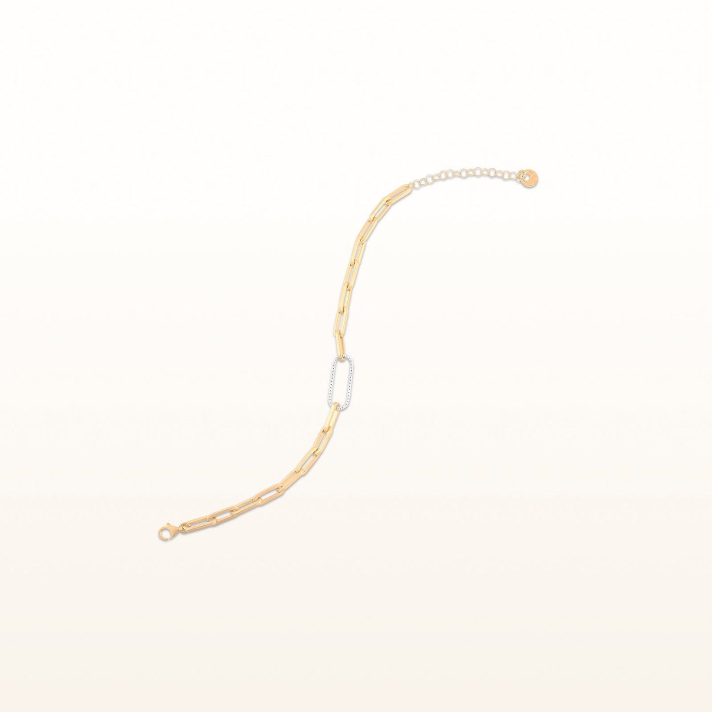 Two-Tone 925 Sterling Silver Paperclip Bracelet