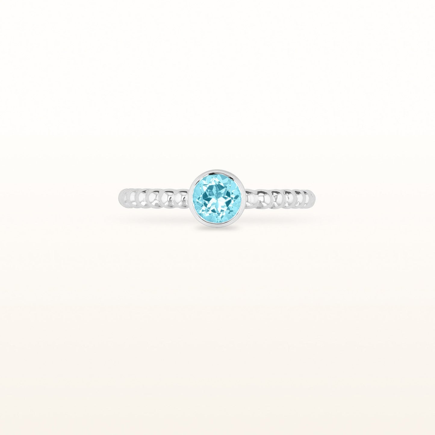 Round 5.0 mm Gemstone or Diamond Stackable Beaded Ring in 925 Sterling Silver
