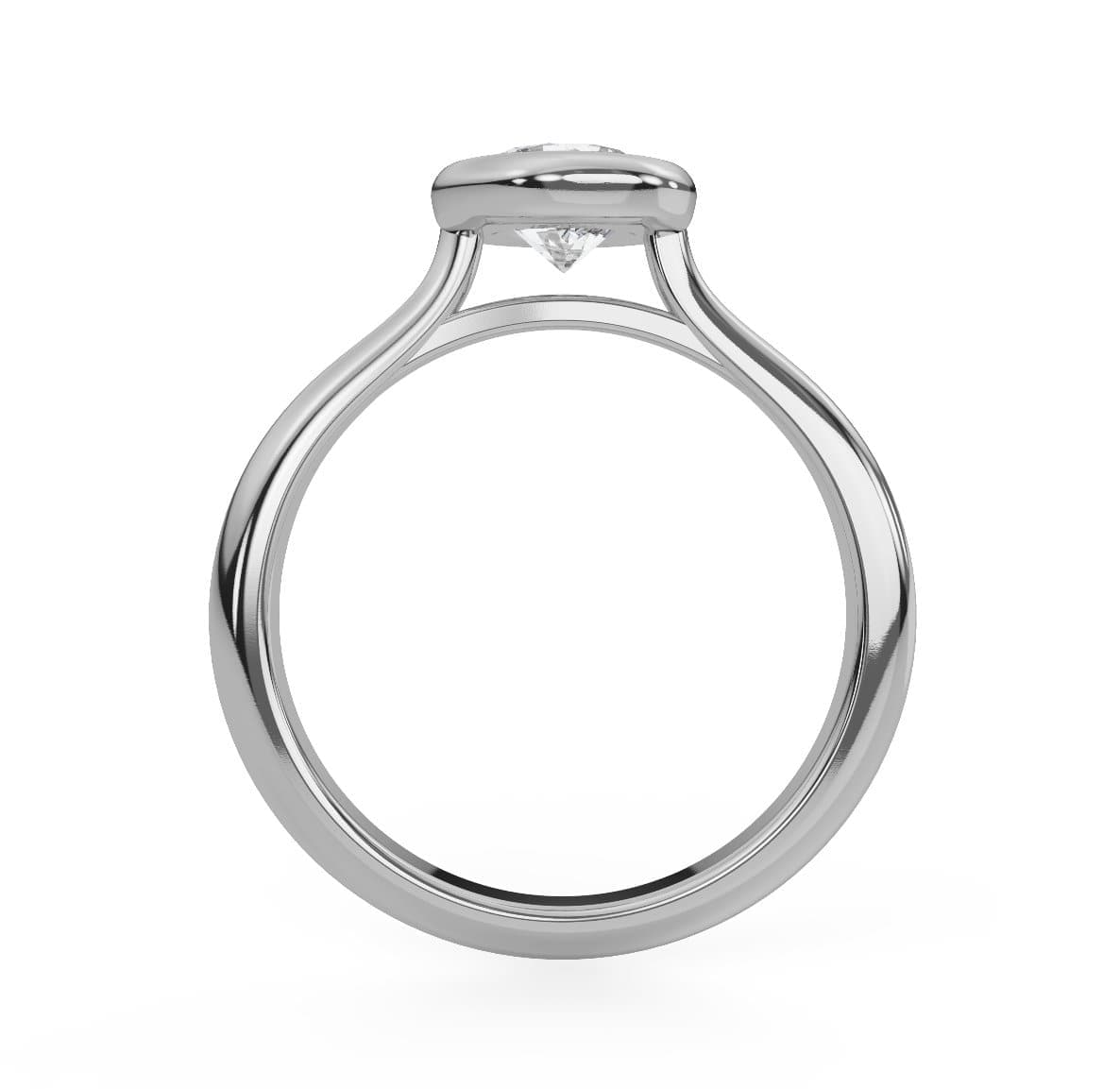 Round Cut Moissanite  Bezel Engagement Ring