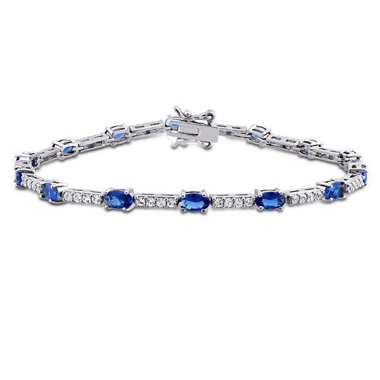 6-3/4ct Created Blue & White Sapphire Bracelet
