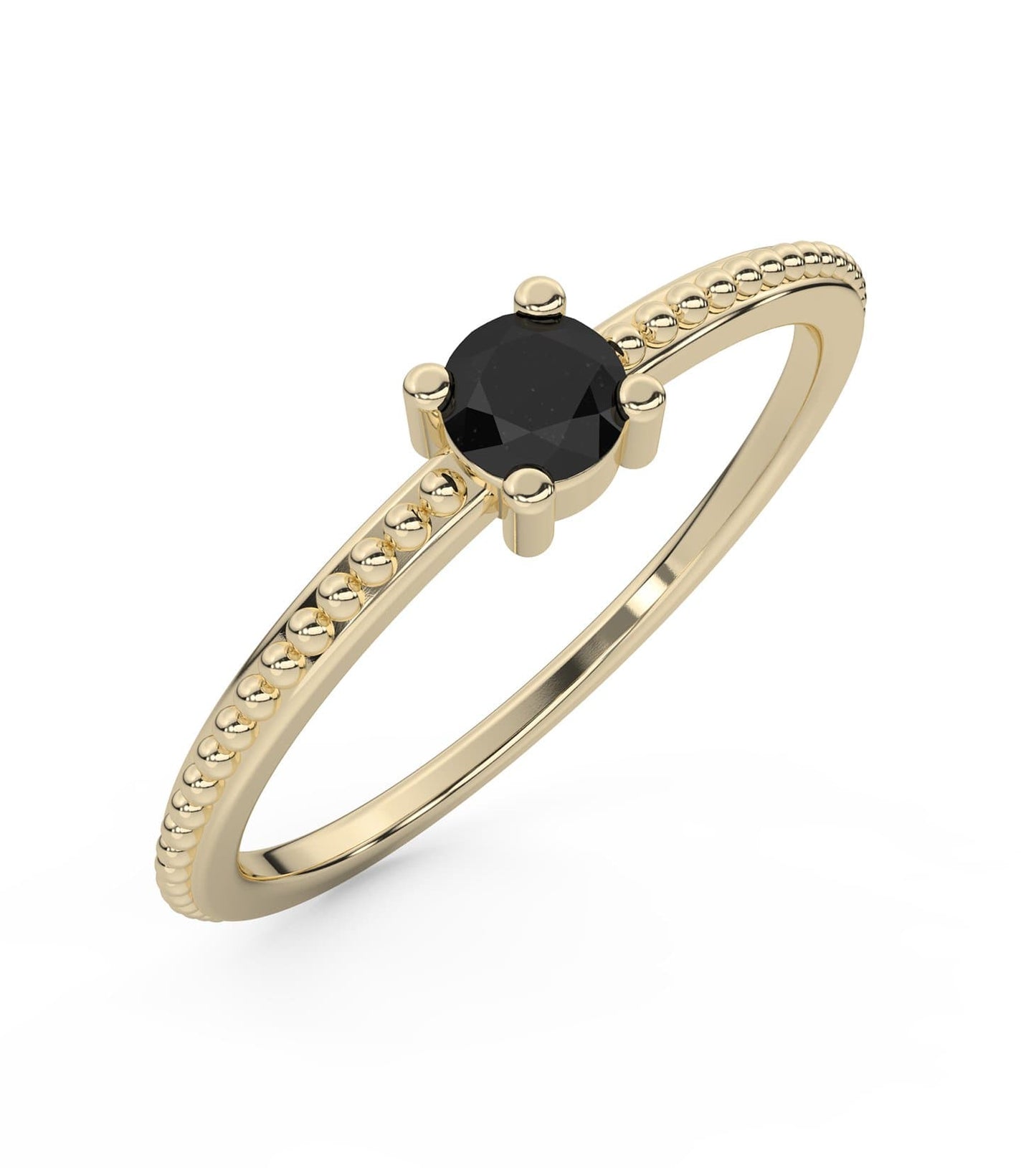 Petite Black Diamond Ring in 14k Gold