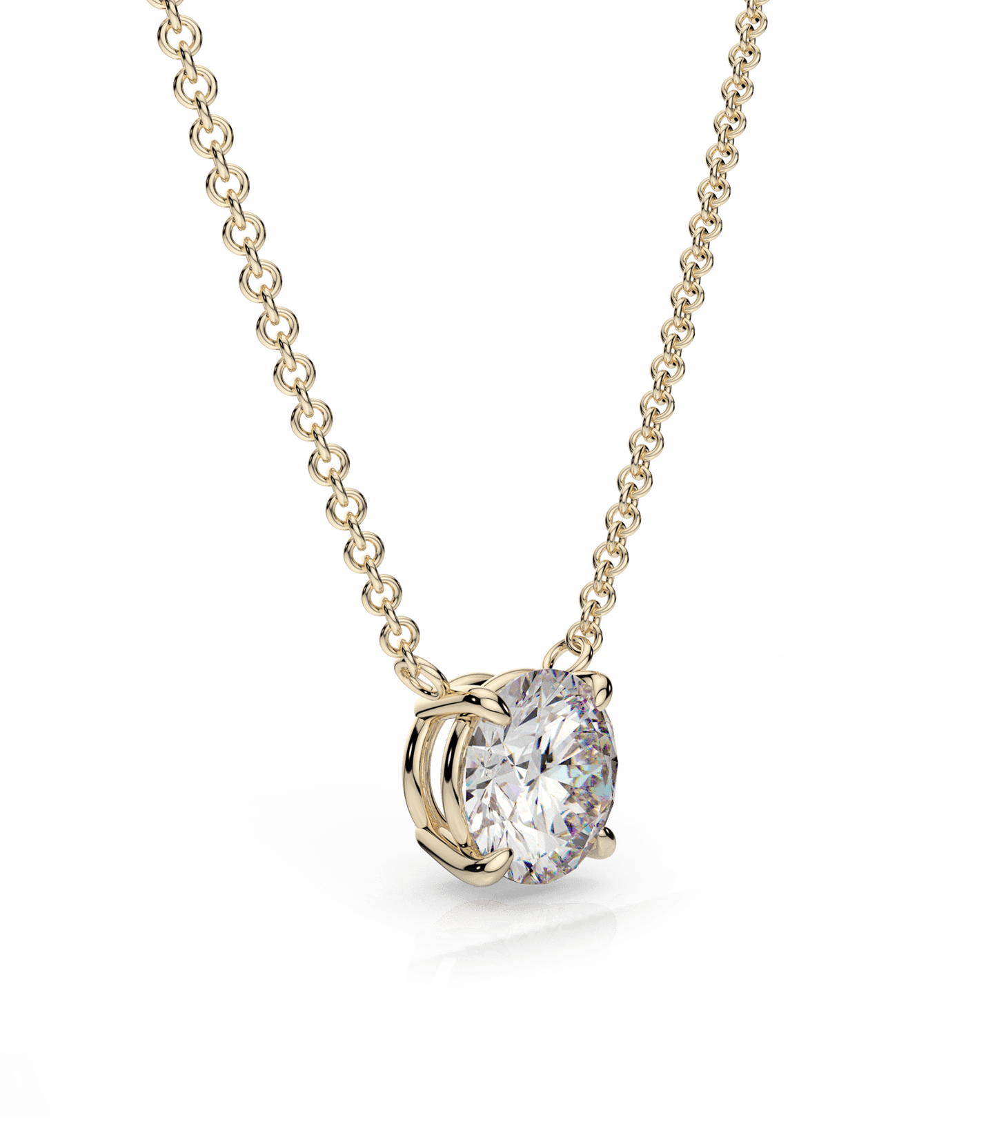Round Solitaire Pendant Necklace in 14k Gold