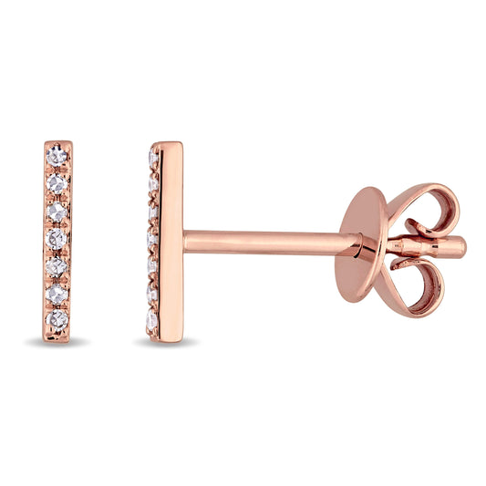 Bar Diamond Earrings in 14k Rose Gold