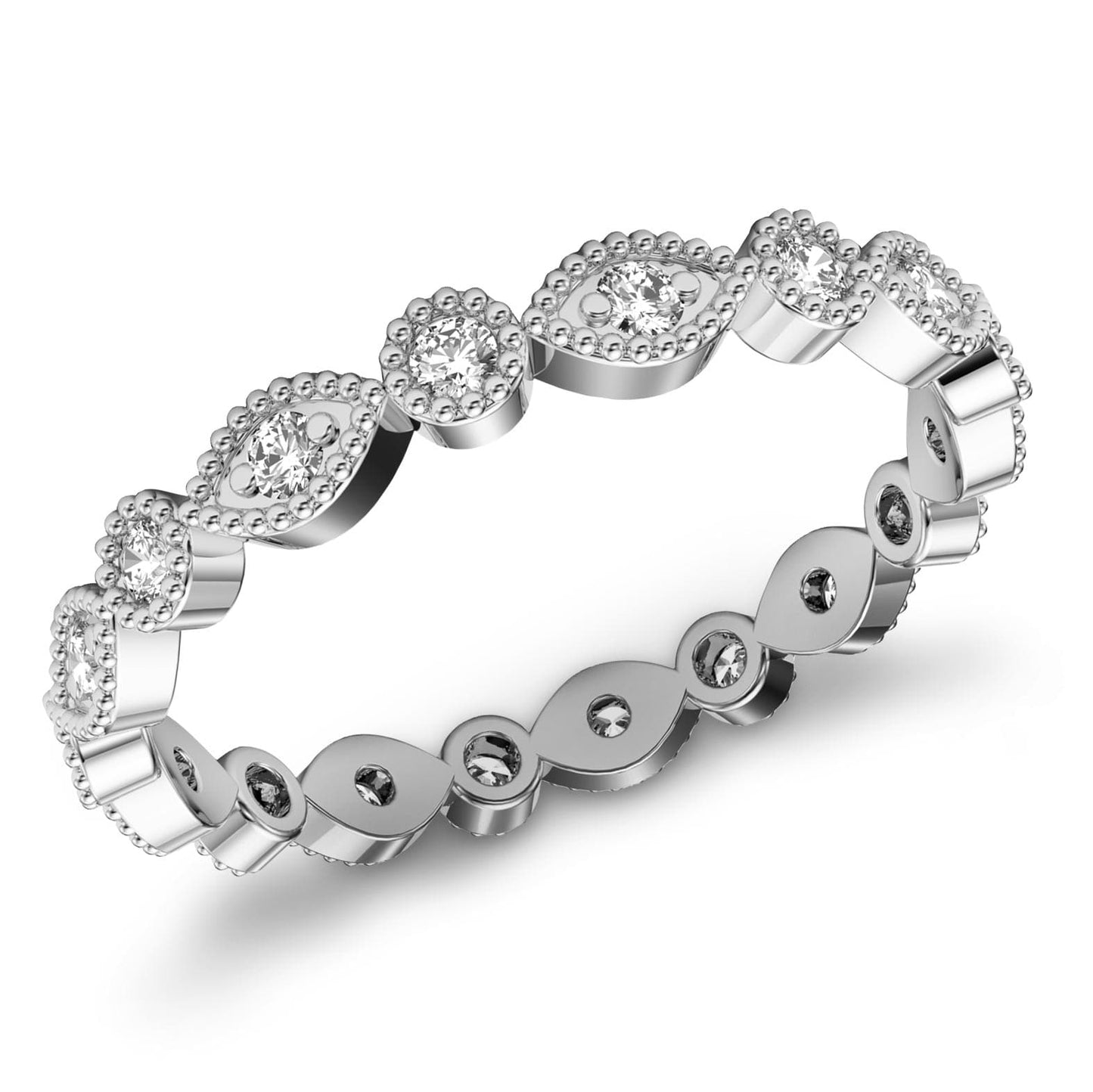 1/4ct Marquise & Dot Diamond Eternity Ring in 14k Gold