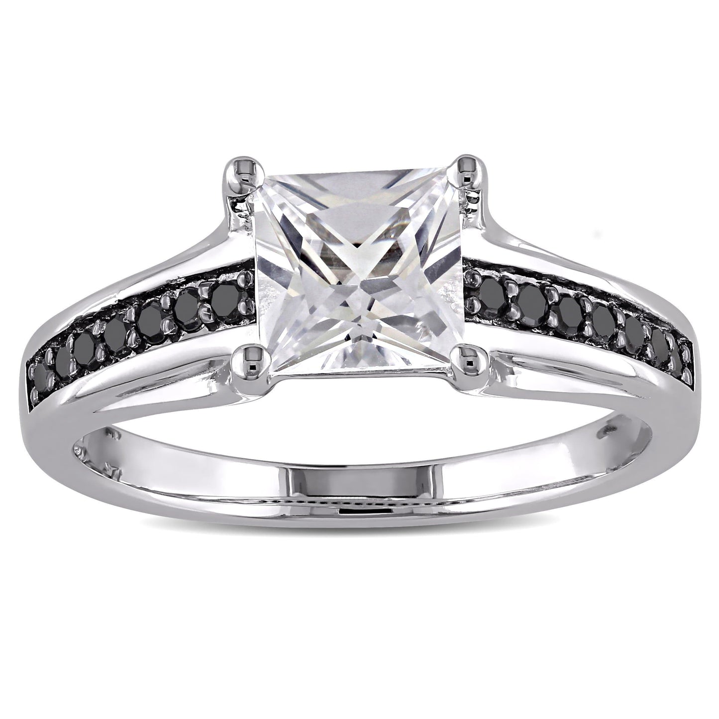 Sophia B White Sapphire & Black Diamond Engagement Ring
