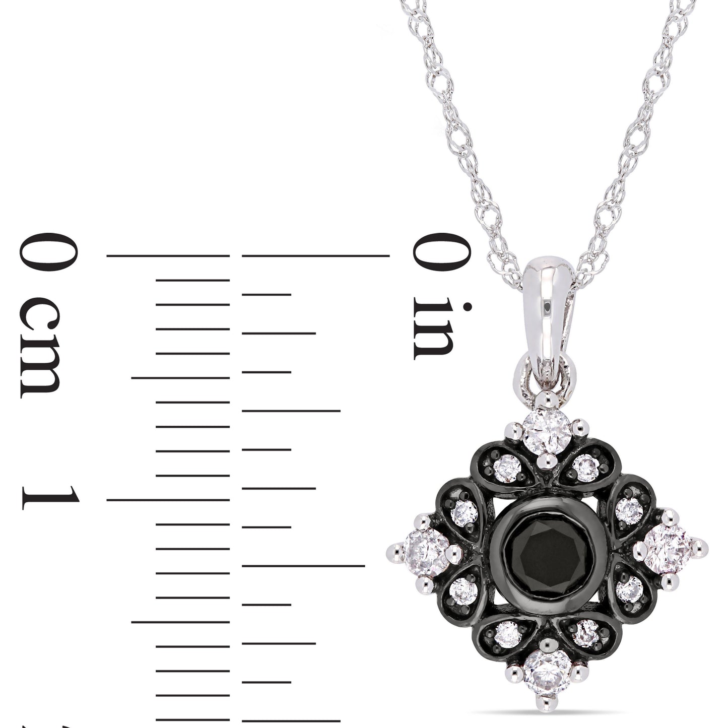 Black & White Diamond Necklace in 10k White Gold