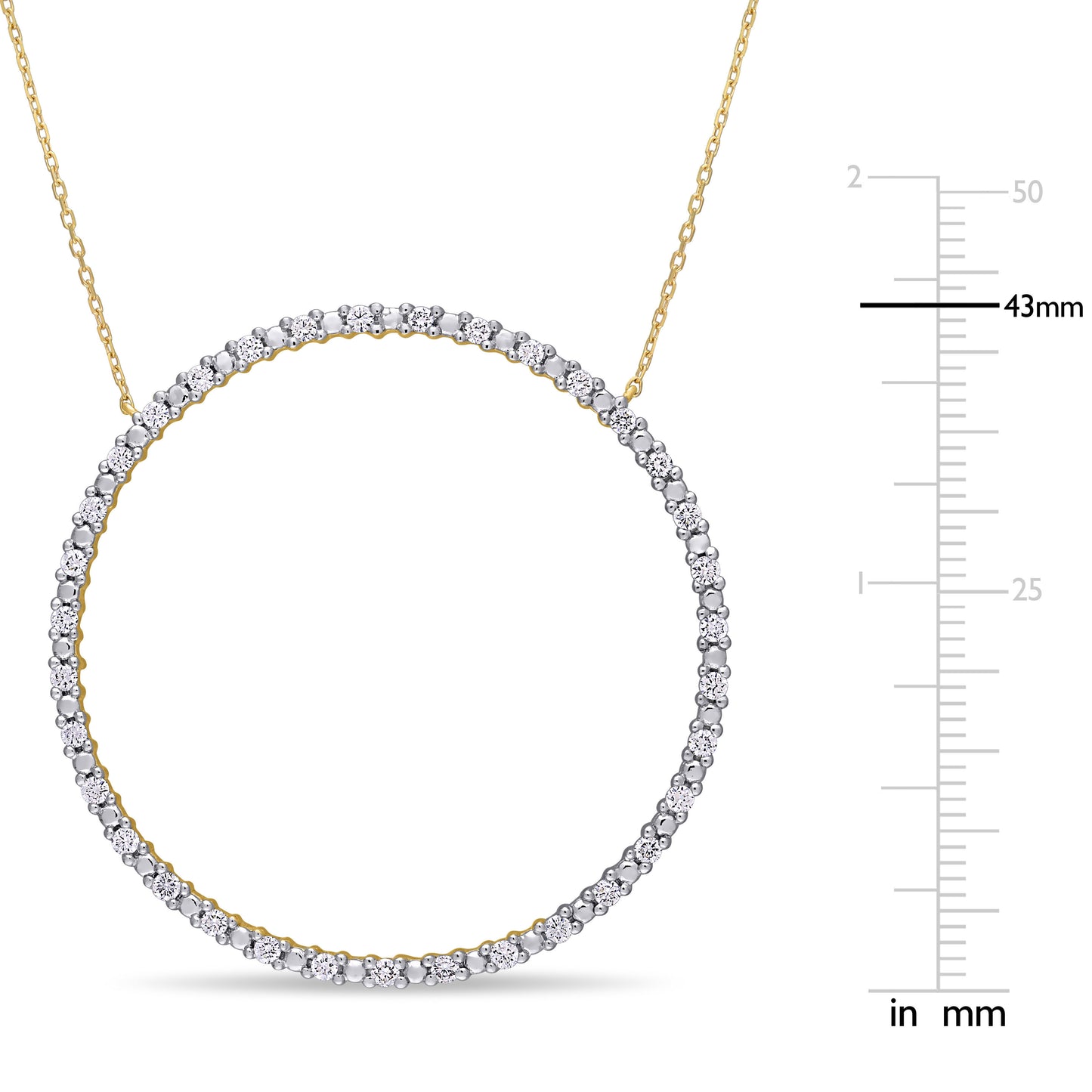 Large Circle Diamond Necklace in 10k Yellow Gold