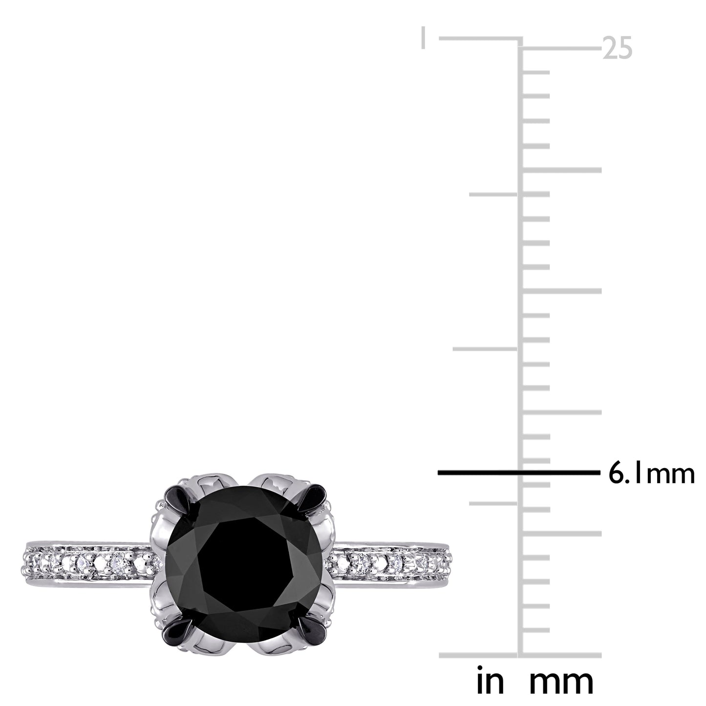 Black & White Diamond Engagement Ring in 14k White Gold