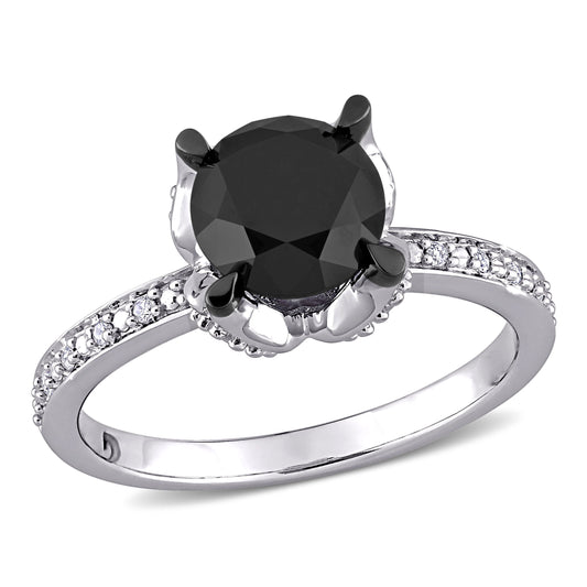 Black & White Diamond Engagement Ring in 14k White Gold