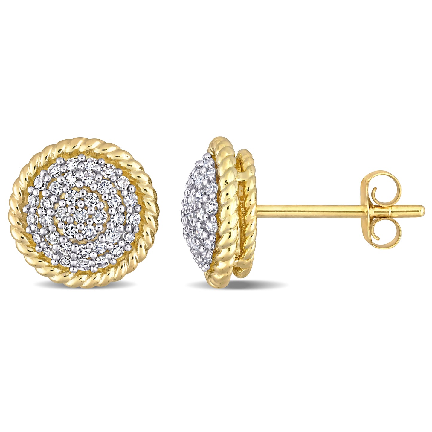 Rope Cluster Diamond Studs in 10k Yellow Gold