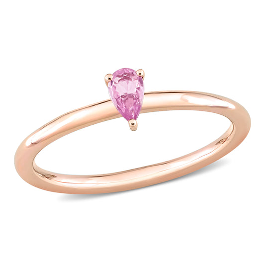 1/4ct Pear Cut Pink Sapphire Ring in 10k Rose Gold