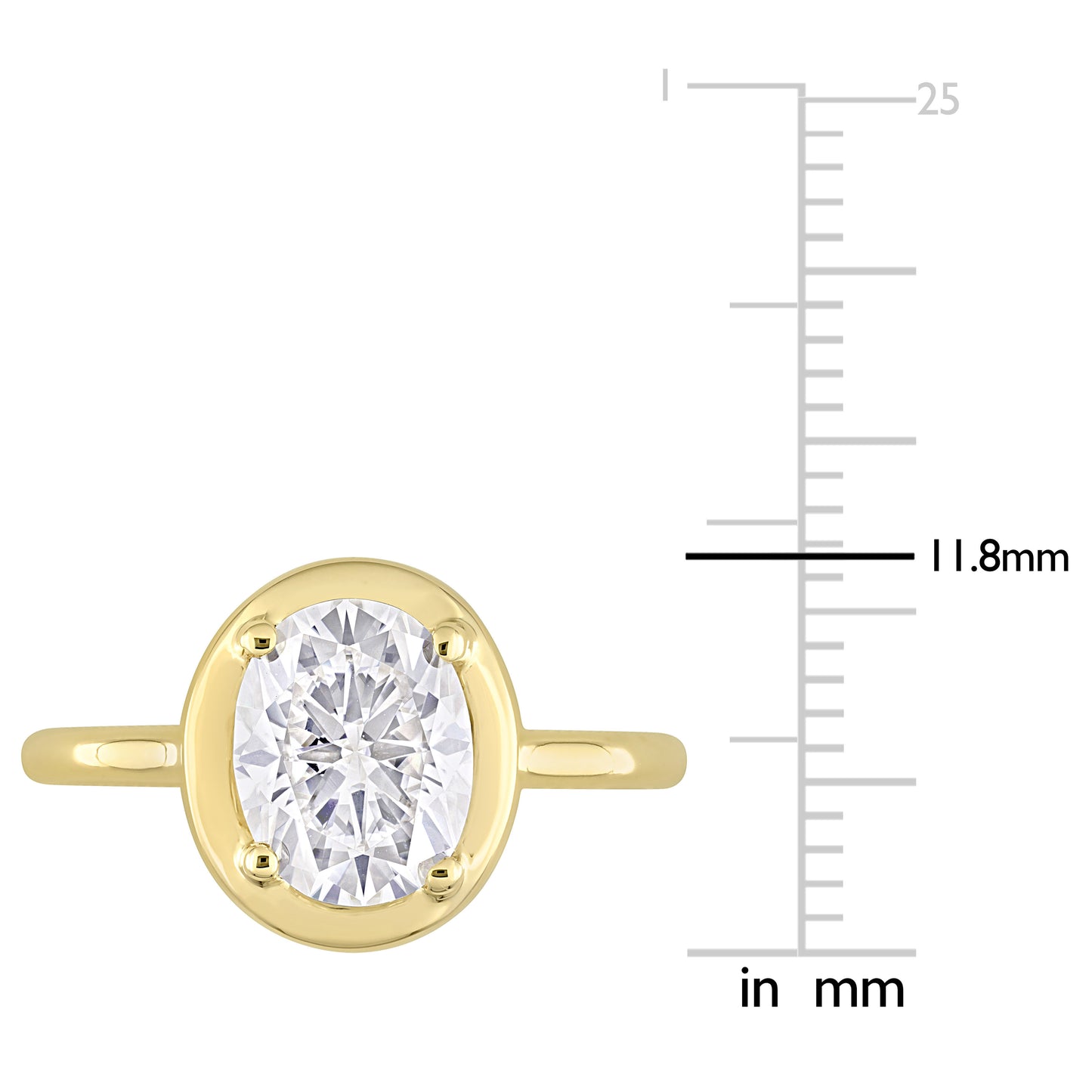 Oval Moissanite Bezel Ring in 10k Yellow Gold