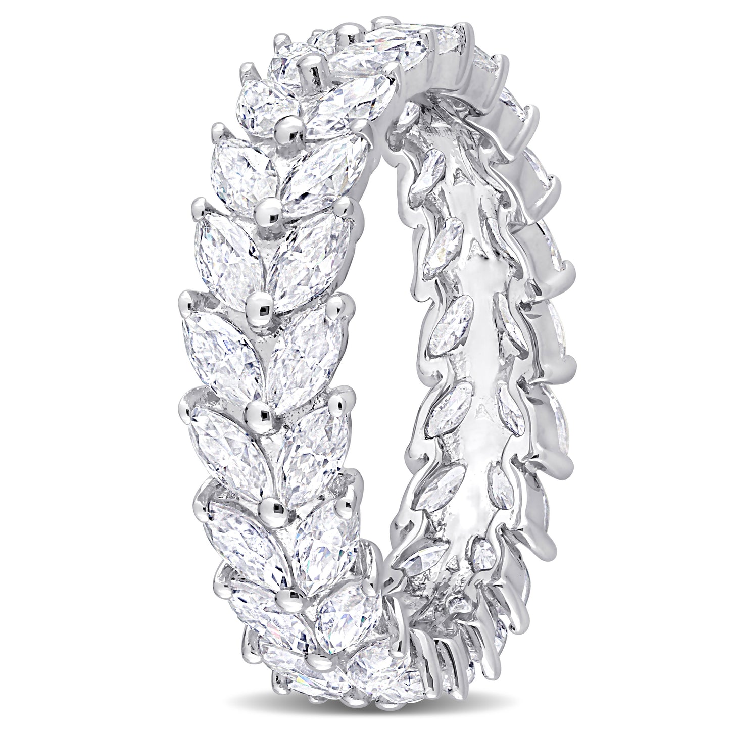 Marquise Moissanite Double Eternity Band in Sterling Silver