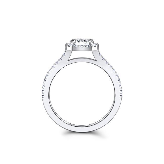 Cushion Cut Moissanite Halo Engagement Ring